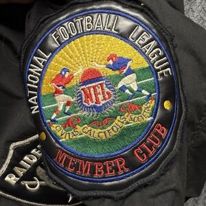 Raiders Mirage NFL First String Black Parka Coat Med VTG Hooded‎ Toggle Zip READ